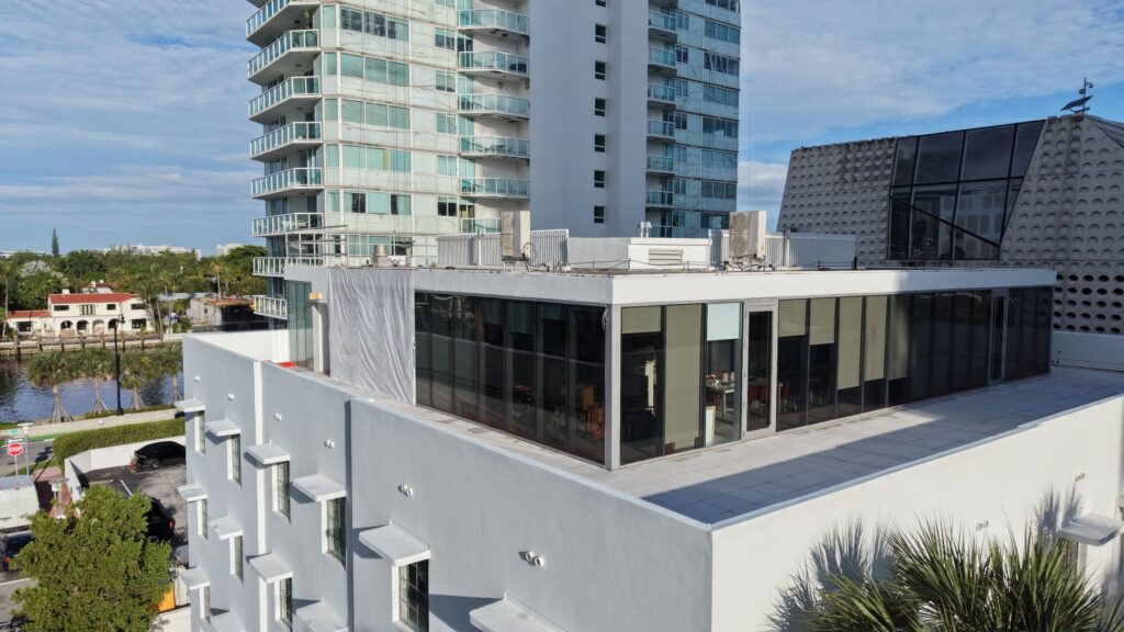 Completed rooftop pavilion and restored facade at Faena Bazaar, Miami Beach