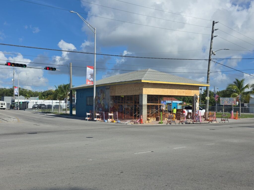 Structural restoration work on a commercial building in Little Haiti, Miami - column beam restored