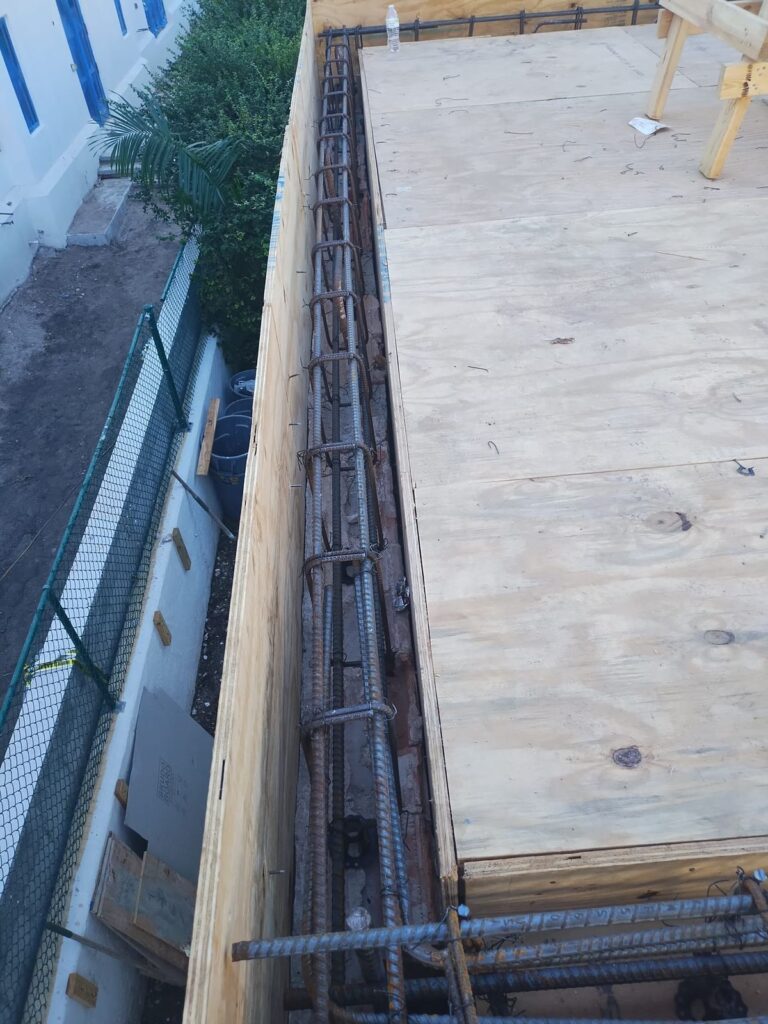 Estate residence structural reconstruction in Miami Beach - tie beam reinforcing